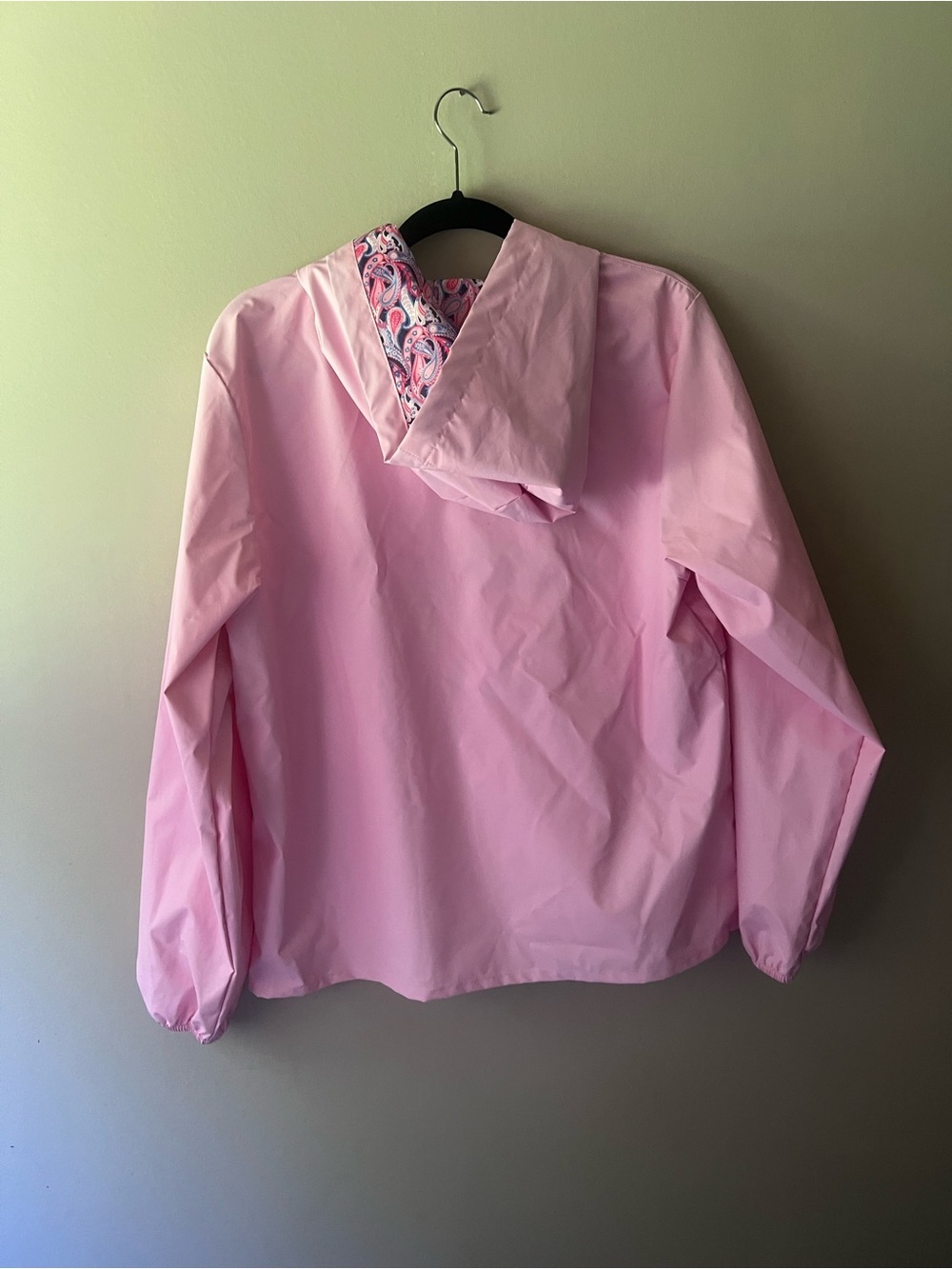 Simply Southern Pink Hooded Windbreaker with Multicolor Paisley Trim - Picture 3 of 3